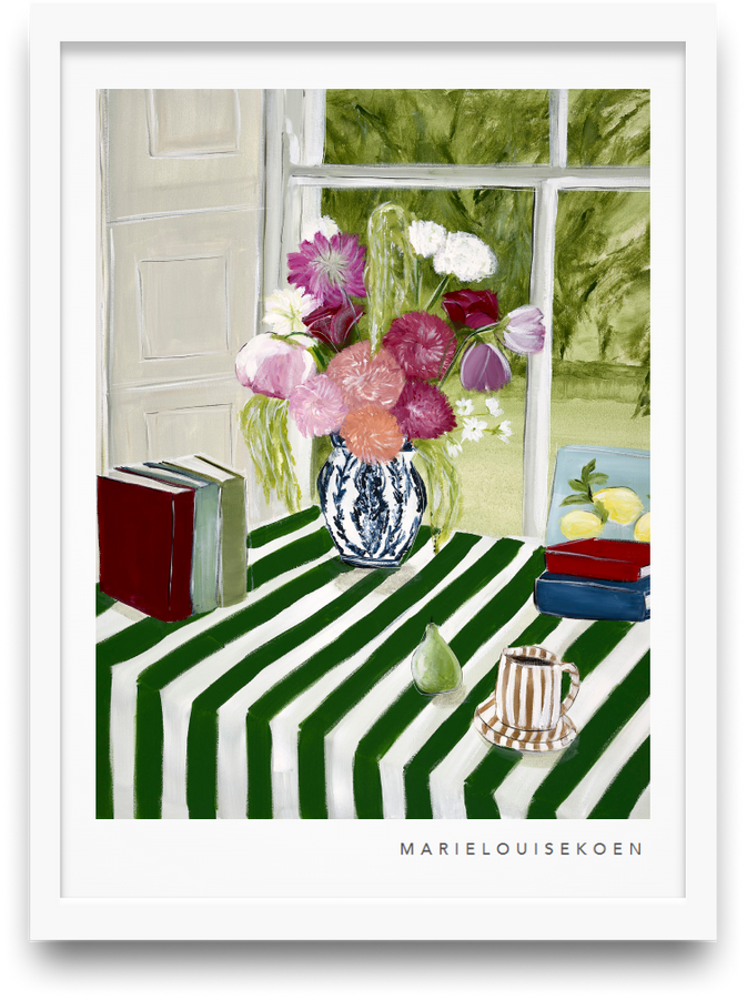 Green striped table