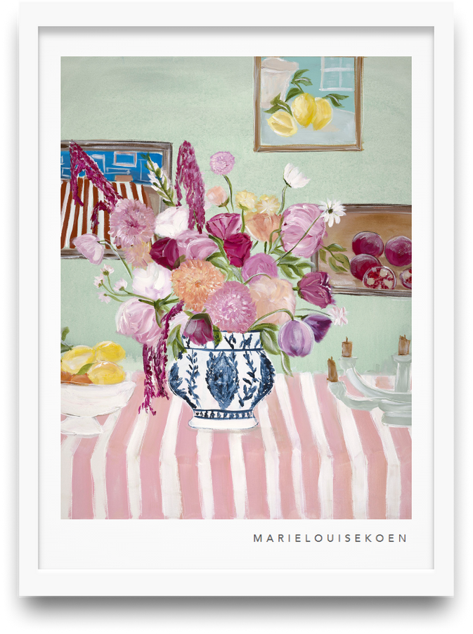 Pink striped table