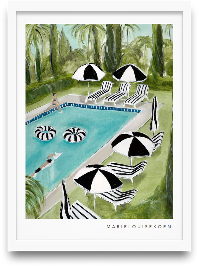 Black and white umbrellas