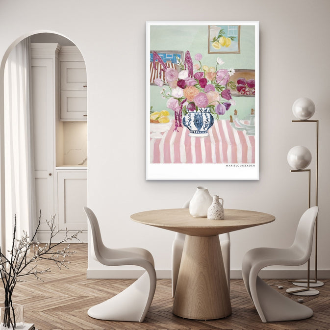Pink striped table