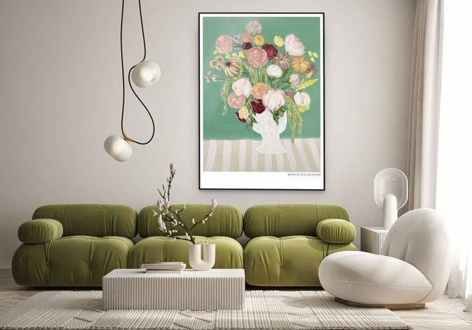Flowers in a green room