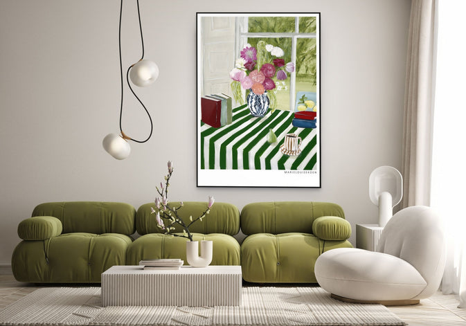 Green striped table